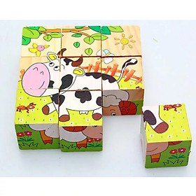 Đồ Chơi Tranh Ghép Gỗ 6 Mặt Xếp Hình 3D Cho Bé Yêu LP1