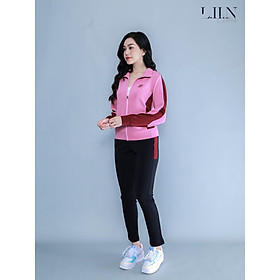 Set Thể Thao nữ áo khoác Hồng quần Đen dài cực đẹp LinBi S0167