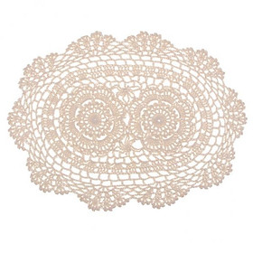 2X Crochet Lace Cup Mat Oval Table Doily Wedding Party Decorative Table Cover