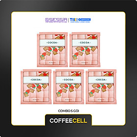 Combo 5 Gói Cacao và Dâu Tây Với Nhân Sâm Trắng Thượng Hạng COFFEECELL (5 gói x 15g) - Vị Đậm Đà, Hương Sảng Khoái - Hàng Chính Hãng
