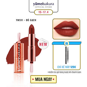 Son Thỏi Màu Đỏ Gạch Lì Mịn Siêu Dưỡng Yumeisakura Chotto Matte Kiss Me Maroon Lipstick YMS11 3.5g