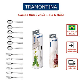Mua Combo 2 Thìa Dĩa Gồm 1 Bộ 6 Món Thìa và 1 Bộ 6 Món Dĩa TRAMONTINA Chất Liệu Thép Không Gỉ Sản Xuất Tại BRAZIL - Hàng Chính Hãng