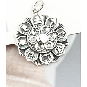 Charm bạc hoa sen có họa tiết treo - Ngọc Quý Gemstones