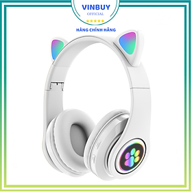Tai Nghe Bluetooth Tai Mèo Phát Sáng VinBuy, Tai Nghe Không Dây, Tai Nghe Chụp Tai, Tai Nghe Mèo Có Mic, Đèn LED Và Âm Bass Mạnh Mẽ - Chính Hãng