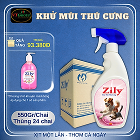 Xịt Khử Mùi Thú Cưng Zily 550g (24 Chai/Thùng) - Tặng 1 Chai Nước Rửa Tay Zily 500Gr