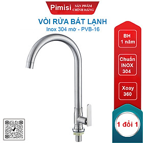 Vòi rửa bát inox 304 Pimisi gắn chậu rửa bát 1 đường nước lạnh đơn cho mọi loại chậu rửa chén phổ biến trong nhà bếp | Hàng chính hãng