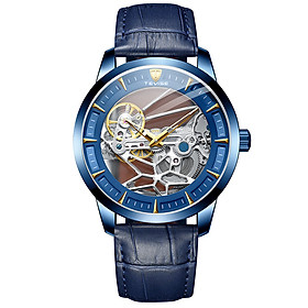 TEVISE Men Automatic Mechanical Watch Analog Chronograph Business Wrist Watch 30M Waterproof Dress Watch Skeleton Dial