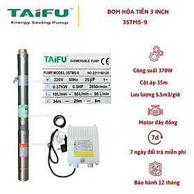 Mua Bơm hỏa tiễn 370W (0.5HP) (3  Ø76 thả ống 90) thân inox 304 có hộp tụ đi kèm TAIFU 3STM5-9 - Bảo hành 1 năm
