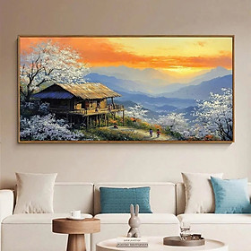 (MẪU MỚI) Tranh treo tường tráng gương cảnh Tây Bắc Binbin TB02 trang trí phòng khách, phòng ngủ, nhà hàng,khách sạn kèm đinh treo chuyên dụng,dễ đóng