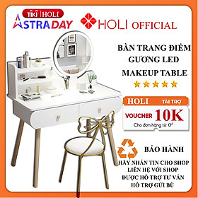 Mua Bàn trang điểm gỗ HOLI (AK02) có gương LED  2 ngăn kéo  phong cách hiện đại với hai màu vân gỗ  trắng