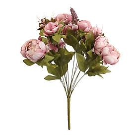 Artificial Flowers Bouquet 13 Heads Silk Peony Fake Rose Home Office Decoration