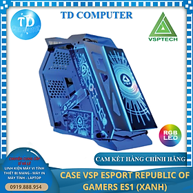 Mua Vỏ máy tính Case VSP ES1  XANH  (M-ATX  Mini-ITX) Kính cường Lực (không Fan) - Hàng chính hãng TECH VISION phân phối