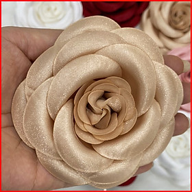 Tag Hoa Trà Lớn Cài Áo HANDMADE, Kiểu Cài Áo Hoa Có Ghim, Có Trâm Cài Áo Váy Màu Hồng, Trắng, Nâu Kích Thước 10 CM CH001