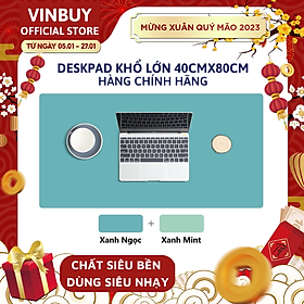 Miếng Lót Chuột Cỡ Lớn, Pad Chuột Cỡ Lớn Bằng Da Cao Cấp 40cmx80cm, Tấm Lót Chuột Thảm Da Trang Trí Bàn Làm Việc VinBuy - Hàng Chính Hãng - Xanh Mint - Xanh 