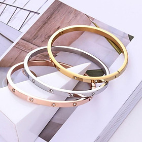 Vòng Tay Đính Đá Bản Nhỏ 4mm Titan Không Đen TT 1913 - 1 Cái