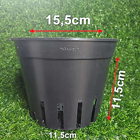 Chậu Nhựa đen Trồng Lan phi 16 Bền, Dẻo, có khe Treo chậu-77316