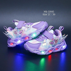 Giày thể thao bé gái có đèn LED phát sáng họa tiết Elsa thiên thần xinh xắn và dễ thương 1 2 3 4 5 tuổi phong cách GH45