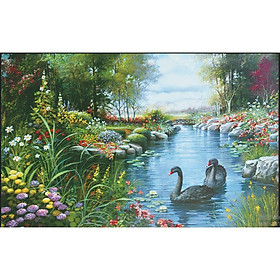 Tranh đính đá Hồ thiên nga ( chưa đính) - 88663