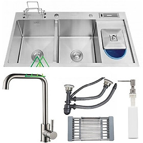 Combo Chậu Rửa  Chén Đúc Inox  304 Kích Thước 1000x480 ,Vòi Rửa Chén,Rổ Đa Năng, Bình Xà Phòng