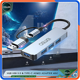 Hub Type C ASWEI - Hub Chuyển Đổi USB Type-C 4in1 5in1 6in1 7in1 8in1 - Cổng Chia USB Tốc Độ Cao Dành Cho Macbook, Laptop, PC, Máy Tính Bảng, Điện Thoại - Hàng Chính Hãng