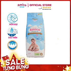 Bỉm - Tã quần Amico size L 44 + 6 miếng Cho bé 9 - 14kg