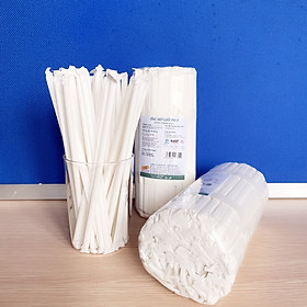 Hình ảnh Phi 8 - Hộp 100 ống hút giấy làm từ sợi mía có bao gói