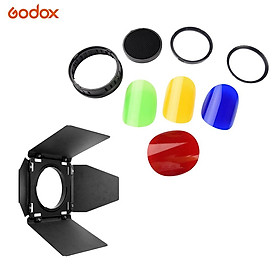 Godox BD08 Barn Door & Honeycomb Grid & 4 Color Gel Filters Kitcho ánh sáng nhấp nháy ngoài trời