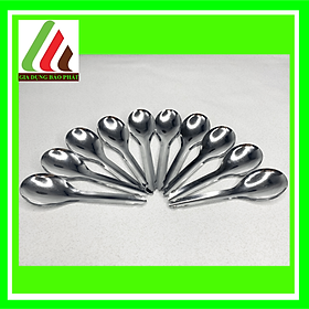 Bộ 10 muỗng / thìa soup bầu tròn inox truyền thống đơn giản sáng bóng dày dặn cán ngắn 16cm - thìa ăn cơm