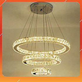 Mua Bộ đèn thả led pha lê 3 vòng 300x500x700(mm) ánh sáng 3 chế độ màu có điều khiển trang trí phòng khách tiền sảnh
