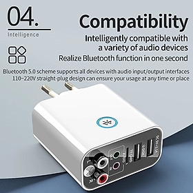 Mua VINETTEAM Bộ Chuyển Đổi Âm Thanh Không Dây K16 Bluetooth 5.0 Thiết Bị Thu Phát Bluetooth Từ Tivi  Amply Ra RAC  AV3.5 Hỗ Trợ Ứng Dụng Đĩa TF/U Sạc Nhanh 220V/2A - Hàng Chính Hãng