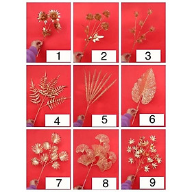Mua combo 10 cành vàng rẻ quạt lá mạ phối đào đông trang trí Noel tết