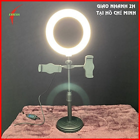 Đèn livestream/Đèn Hỗ Trợ Sáng Livestream Để Bàn Có 2 Kẹp Điện Thoại -Hàng Chính Hãng