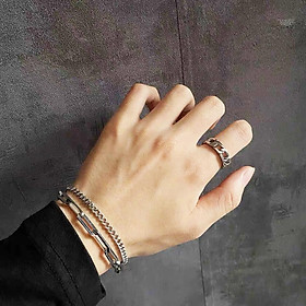 Vòng đeo tay 2 lớp titan xích vuông độc đáo