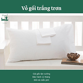 Vỏ gối trắng trơn-vỏ gối cao cấp 100% Cotton-tiêu chuẩn khách sạn 5 sao-Chất liệu êm ái,mịn màng-LIMPARK