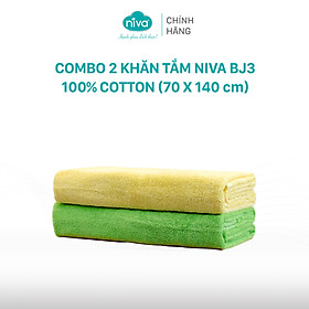 Mua Combo 2 Khăn Tắm Cotton Tự Nhiên 100%  Xuất Nhật Niva BJ3 Mềm Mịn Thấm Hút  An Toàn  Trơn Kích Thước 700x1400 mm