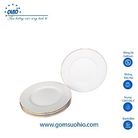 Đĩa Nông 15.5cm Sứ Trắng Viền Kim OHIO