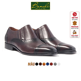 Giày Tây Lười Nam Công Sở Banuli Da Bê Italian Brogue Loafers H1SO2 (Da Veg Itali Mềm Dẻo, Đế Siêu nhẹ, Bảo Hành Trọn Đời)