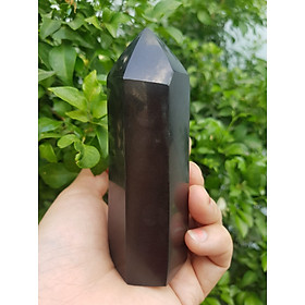Trụ Tài Lộc phong thủy để bàn đá Thạch Anh Đen tự nhiên cao 11cm x 3,5cm  mệnh Thủy mệnh Mộc Thu hút tài lộc đem lại may mắn giải tỏa căng thẳng mệt mỏi để bàn làm việc phòng khách trong nhà ạ