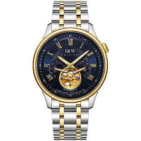 Đồng hồ nam chính hãng I&W Carnival 613G-T2 Kính sapphire chống xước,Chống nước 50m,bảo hành chính hãng,Máy Cơ Automatic nhật bản,dây thép không gỉ 316L,mặt trắng dây trắng vàng lộ cơ