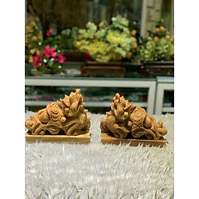 Mua Cặp tùy hưu Đá Vân gỗ 16cm  kèm đế