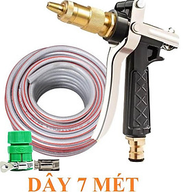 Vòi Xịt️Evoucher Bộ dây vòi xịt nước rửa xe, tưới cây , tăng áp 3 lần, loại 7m, 10m 206236 đầu đồng,đai, nối vòi