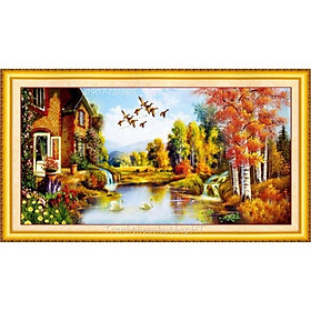 Mua Tranh thêu chữ thập Phong Cảnh Tổ Ấm LV3181 (86x43) chưa thêu