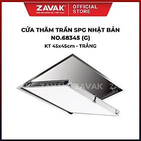 Nắp cửa thăm trần thạch cao 45x45cm SPG-68345 - Nhật Bản, Khung nhôm có bản lề mở thả xuống, sơn tĩnh điện màu Trắng. 