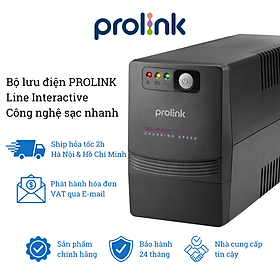 Bộ nguồn cấp điện liên tục UPS PROLINK 650VA (PRO700SFC) Công suất 360W, công nghệ Line Interactive tích hợp bộ AVR, sạc siêu nhanh - Hàng chính hãng