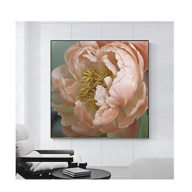 Mua Tranh treo tường vuông hoa mẫu đơn nở rộ  phong cách hiện đại  sang trọng   phong cách sơn dầu in canvas   kèm khung siêu nhẹ PVP-DC1V10