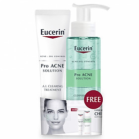 Combo Eucerin PRO Acne AI Clearing Treatment tặng Gel Rửa Mặt Giảm Mụn