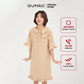 Đầm suông nữ tay bèo GUMAC phong cách năng động, hàn quốc màu be DB437
