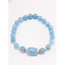 Vòng tay phong thủy đá Aquamarine phối lu thống (8mm) mệnh Thủy, Mộc - Ngọc Quý Gemstones