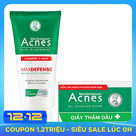 Kem rửa mặt và Mặt nạ ngăn ngừa mụn đầu đen Acnes Anti-Blackhead Cleanser & Mask (100g) + Tặng Giấy thấm dầu Acnes Oil Remover Paper (50 tờ)