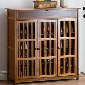 Mua Tủ giày 3 cánh gỗ tre 1m x 99cm phong cách cổ điển Vintage - Kệ để giày dép  Tủ giày thông minh nhiều ngăn decor đẹp